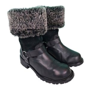 Harley Davidson leather and faux fur Winter boots, women's size 7.5, black
